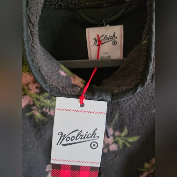 Woolrich Floral Zip-Up Fleece Jacket - Olive Green - Picture 6 of 7